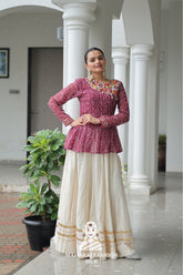 Navratri - Festive Lehenga Set β Bandhani Print Kutchi Work Top with Gota Patti Skirt ππΊ